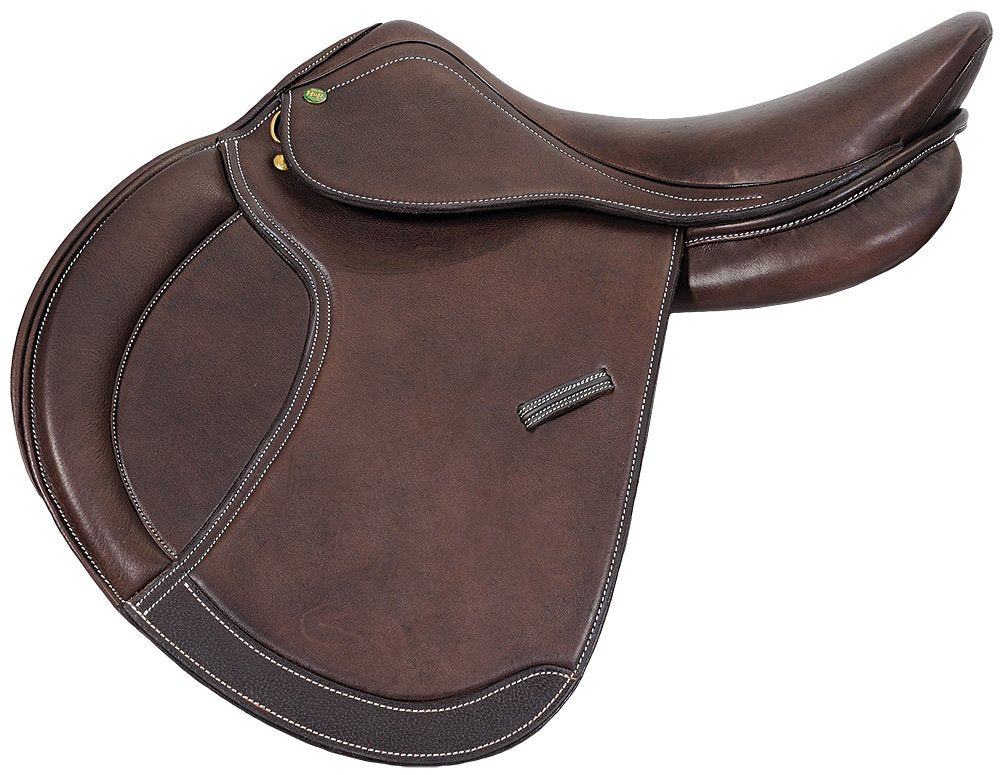 Henri de Rivel Pro Concept Close Contact Saddle - Covered Leather Jumping Saddle for Equestrian Riders - Havana - 17.5 - Regular