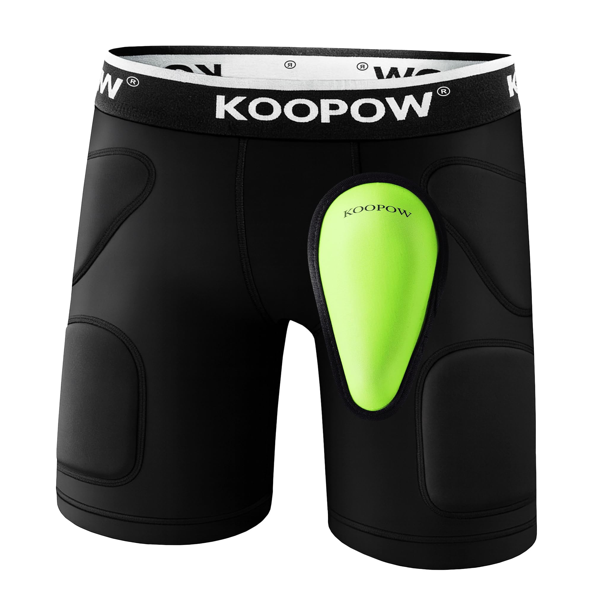 KOOPOW Youth Boys Padded Sliding Shorts with Soft Protective Athletic Cup Underwear, Slider for Baseball, Football, Lacrosse (Bl
