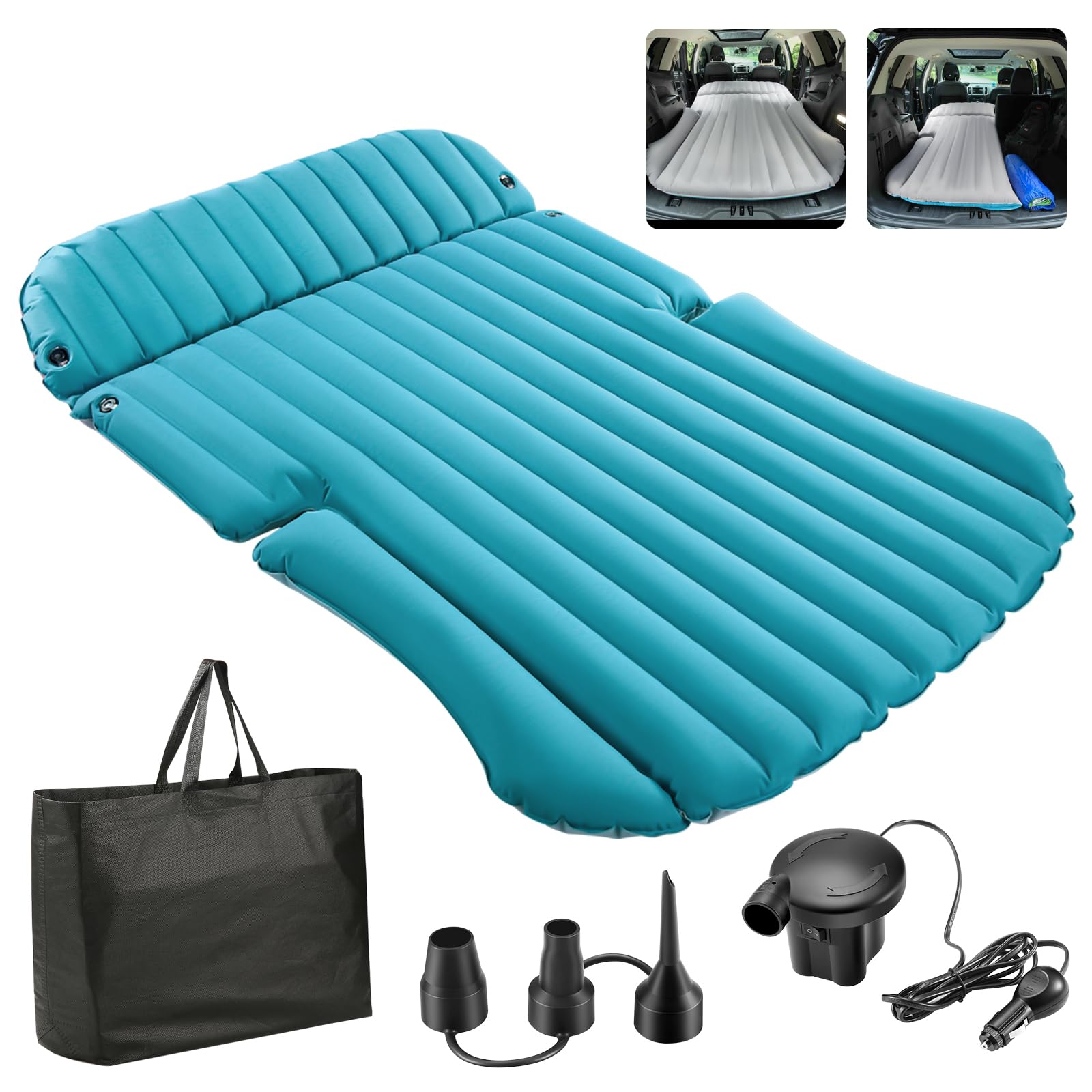 Kmz Suv Air Mattress Double-Sided Car Mattress Camping Bed Inflatable Bed With Electric Pump For Suv Trunk And Rear Seat - Gray