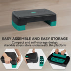 Fitvids 18'' Workout Aerobic Stepper Step Platform With 2 Risers, Lightweight Portable Step Up Platform Trainer, Adjustable Heig