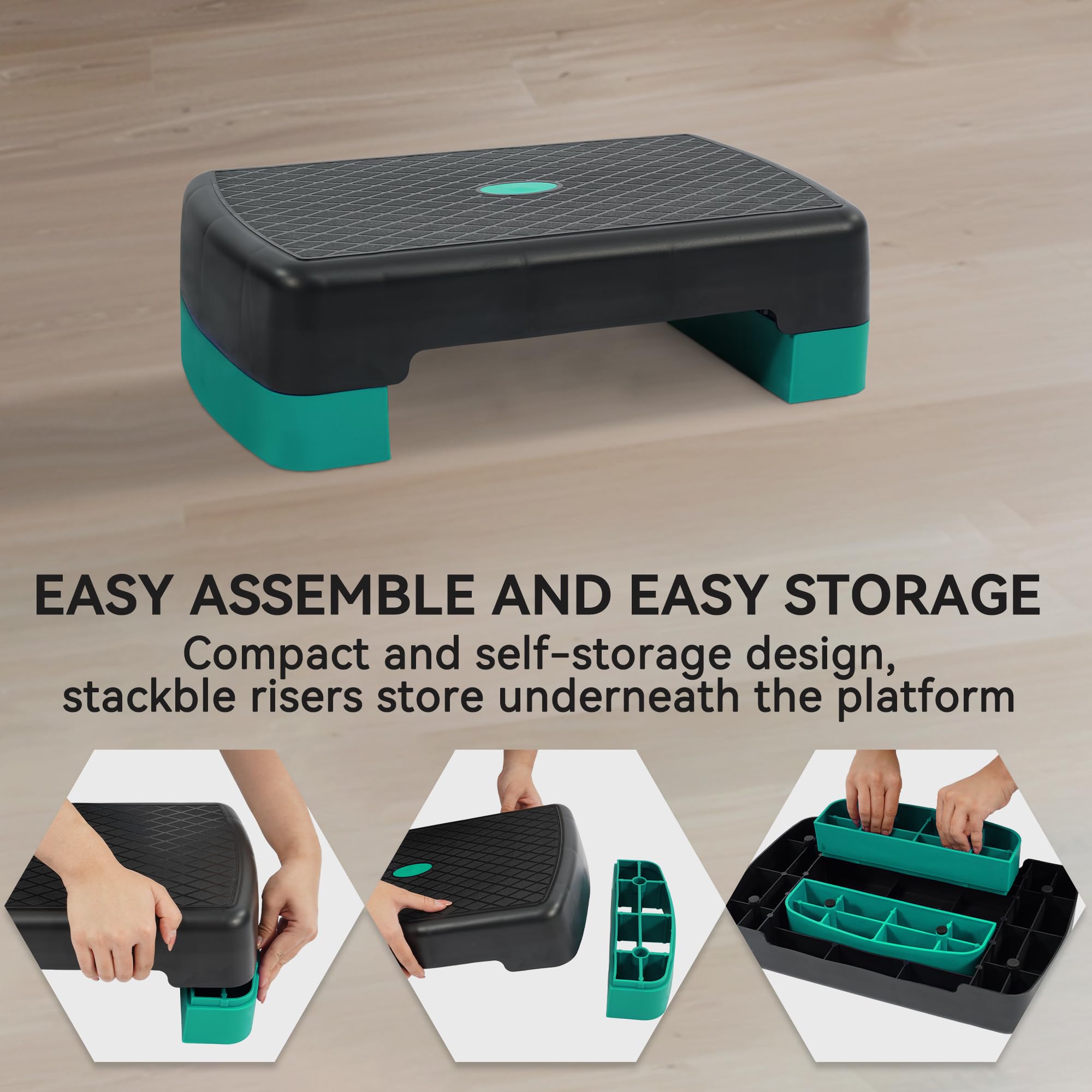 Fitvids 18'' Workout Aerobic Stepper Step Platform With 2 Risers, Lightweight Portable Step Up Platform Trainer, Adjustable Heig