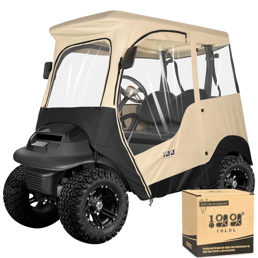 10L0L 2 Passenger Golf Cart Enclosure For Club Car Precedent, All Weather Windproof Waterproof Rain Cover, 4-Sided Clear Window