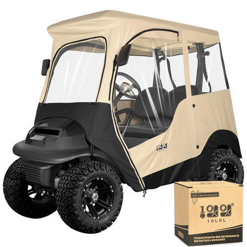 10L0L 2 Passenger Golf Cart Enclosure For Club Car Precedent, All Weather Windproof Waterproof Rain Cover, 4-Sided Clear Window