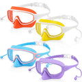 Saysurey 4 Pack Kids Swim Goggles with Nose Cover Swimming Mask with Ear Plugs UV No Leaking Anti Fog Pool Goggles for Boy Girl 