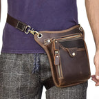 Kpywzer Vintage Leather Drop Leg Bag For Men Women Thigh Hip Bum Waist Fanny Pack Motorcycle Bike Riding Cycling Multi-Purpose T
