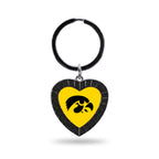 Rico Industries Ncaa Iowa Hawkeyes Ncaa Rhinestone Heart Colored Keychain, Black, 3-Inches In Length