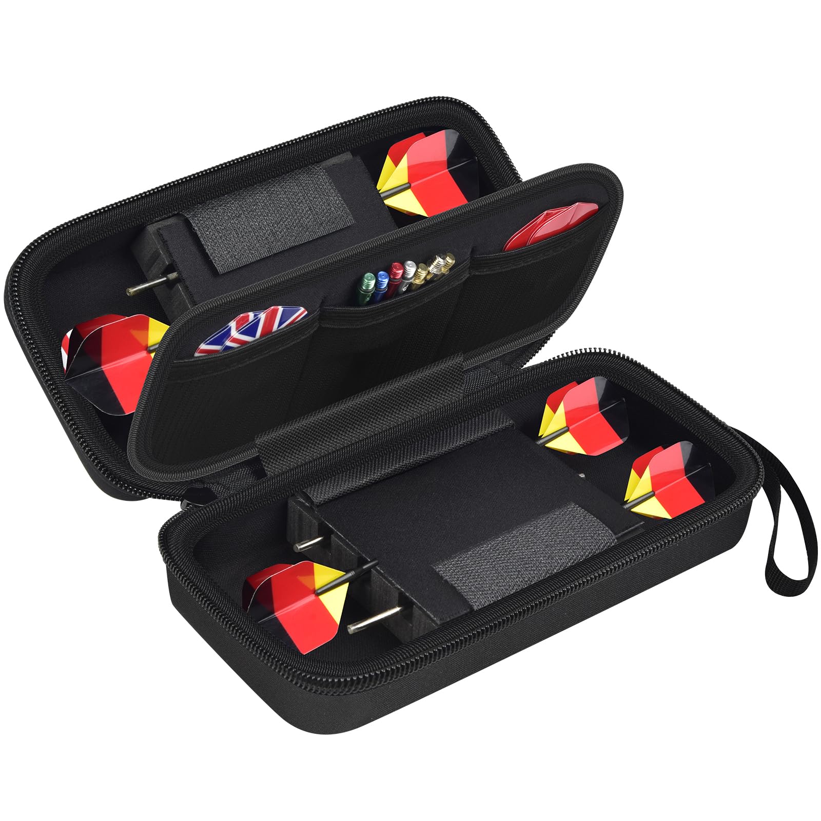 GWCASE Case for 6 Steel and Soft Tip Darts, Darts Carrying Storage Holder Fits for Dart Tips, Shafts and Flights and Extra Acces