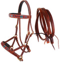Challenger Horse Western English Leather Beaded Bitless Sidepull Bridle Reins 77Rs17Tn-F