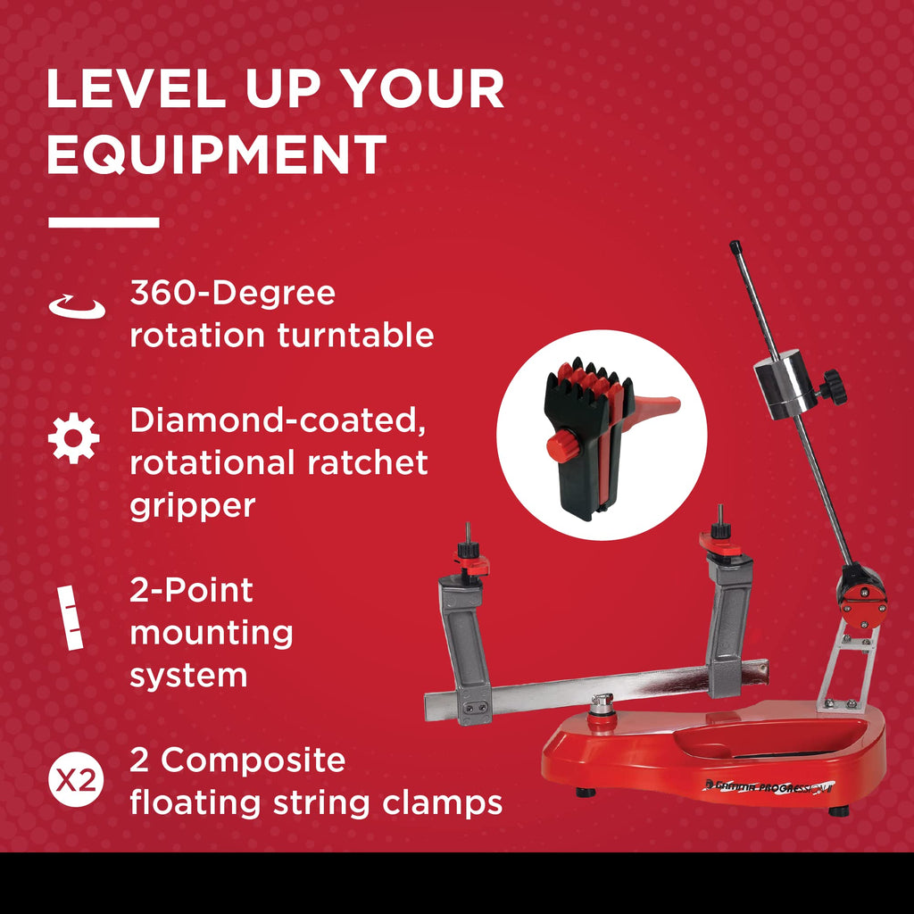 Gamma Sports Stringing Machines, Progression 200, 360 Degree Rotation Tabletop Racquet Stringer Machine, Drop Weight, Tennis, Ra
