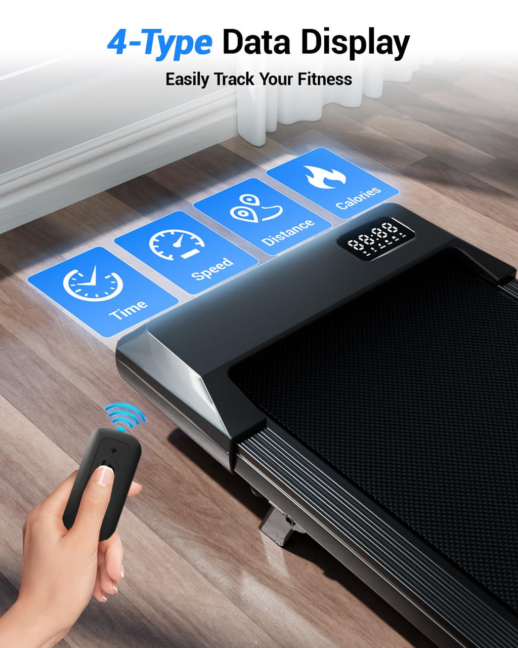 Deerrun Walking Pad 2 In 1 Under Desk Treadmill, 2.5Hp Low Noise Walking Pad Running Jogging Machine With Remote Control For Hom