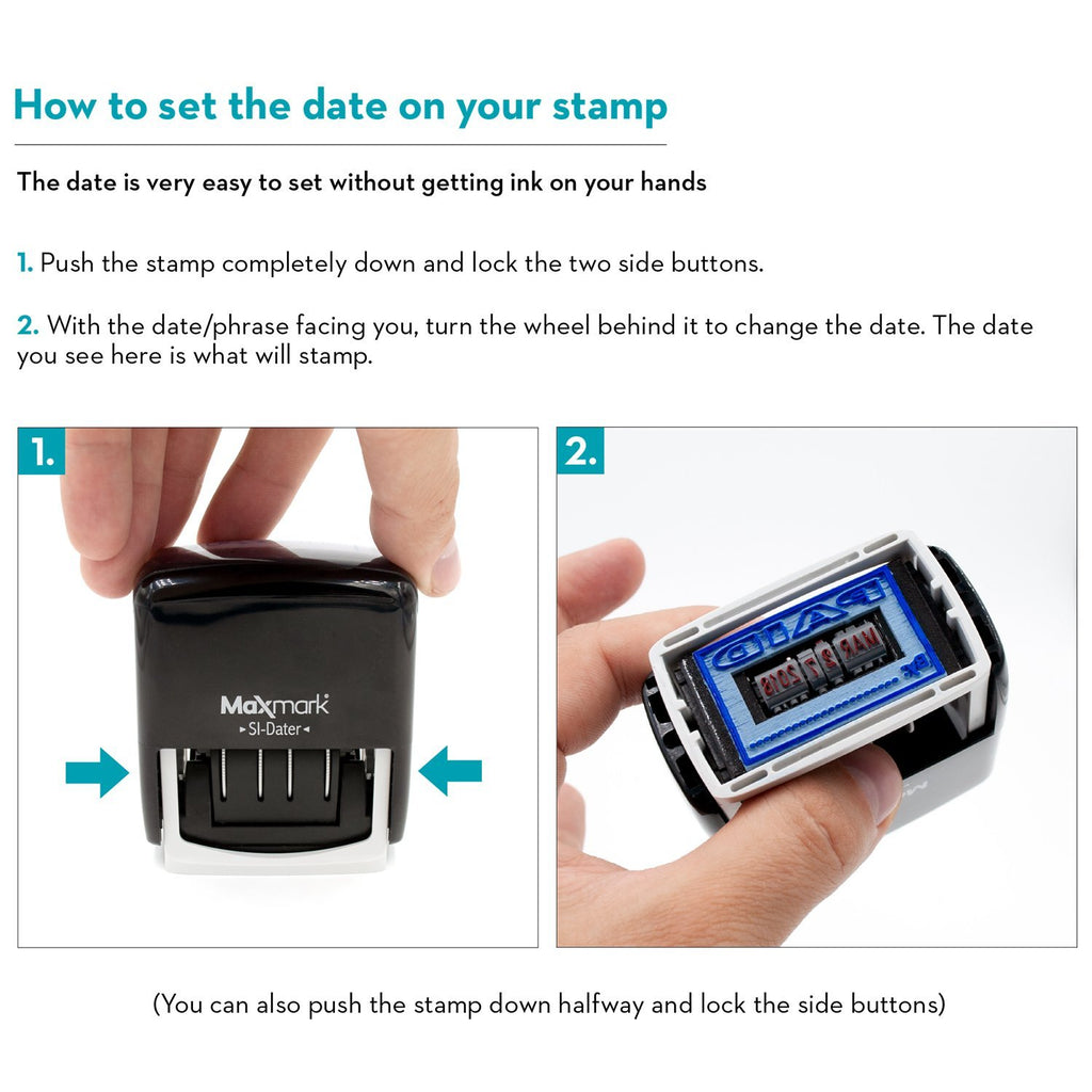 Maxmark Office Date Stamp With Paid Self Inking Date Stamp - Red Ink
