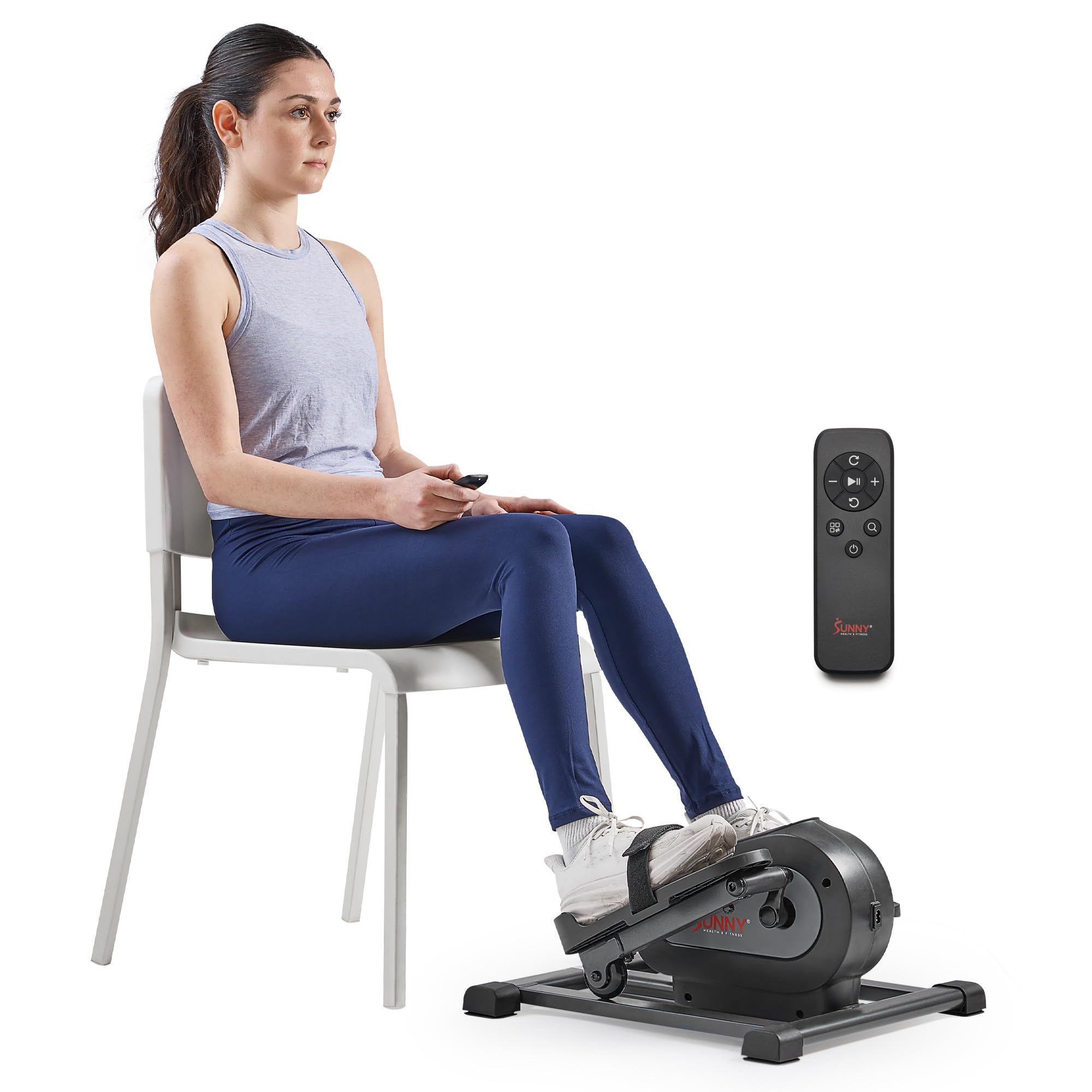 Sunny Health & Fitness Smart Motorized Mini Elliptical Trainer W/Remote Control, Indoor Under-Desk Pedal Exerciser For Seniors M
