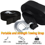 Seamander Boat Winch Strap With Hook,2'' X 20Ft 6000Lb Maximum Break Strength Boat Trailer Winch Strap For Fishing Boats,Towing