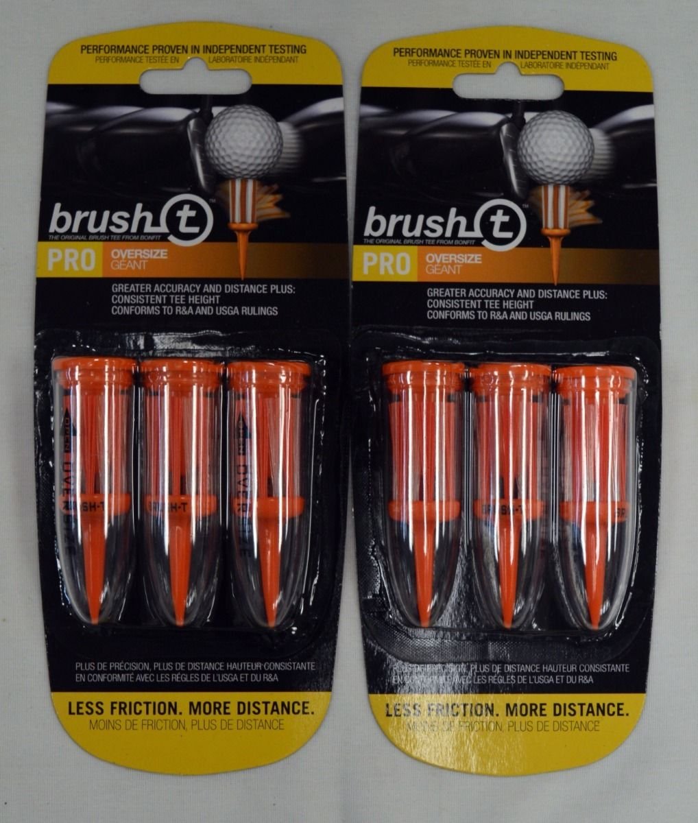 Brush T Oversize 2.4 Golf Tees - Orange - 2 Packs of 3 - 11902