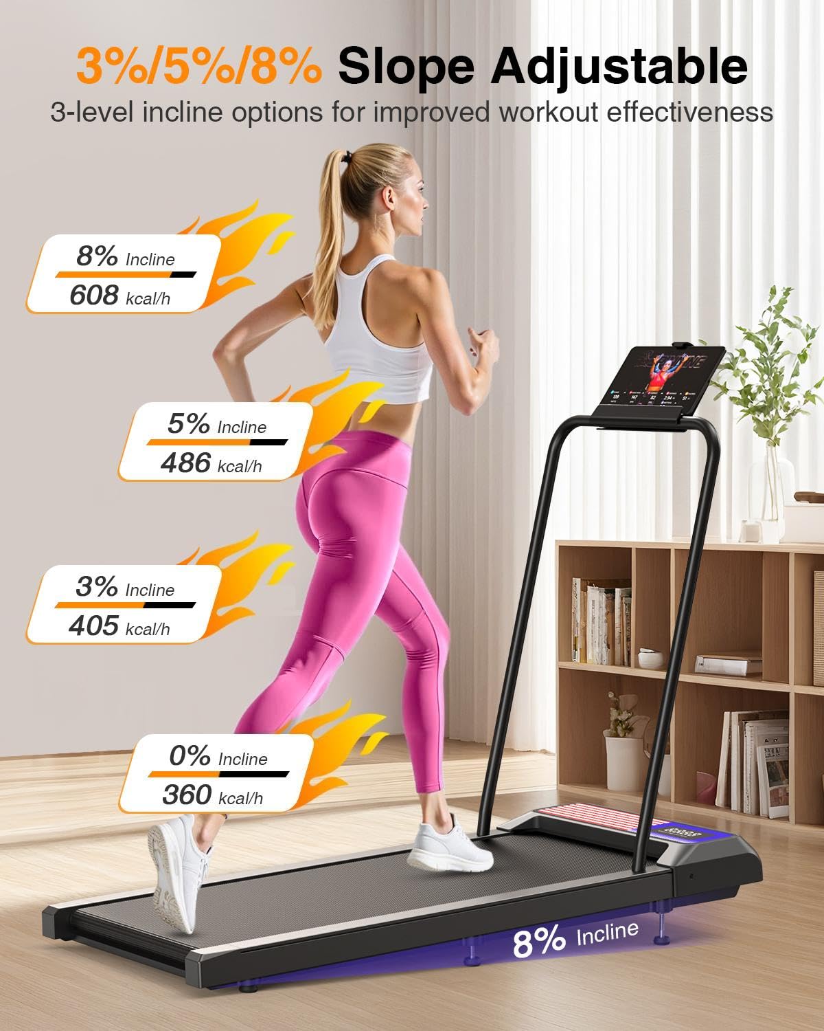 Walking Treadmill With Removable Handle,2.5Hp Portable Treadmills For Home And Office, 270Lbs Capacity Under Desk Treadmill With
