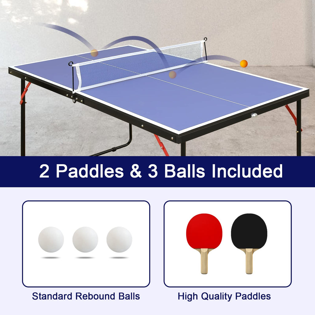 Hookung Table Tennis Table Ping-Pong Tables Set - 100 Preassembled Foldable & Portable Ping Pong Family Game Tables For Outdoor