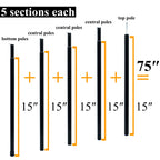 Batdiyow Adjustable Tent Poles Steel Rods For Tarp Canopy Camping Replacement Set Of 2 (Black)