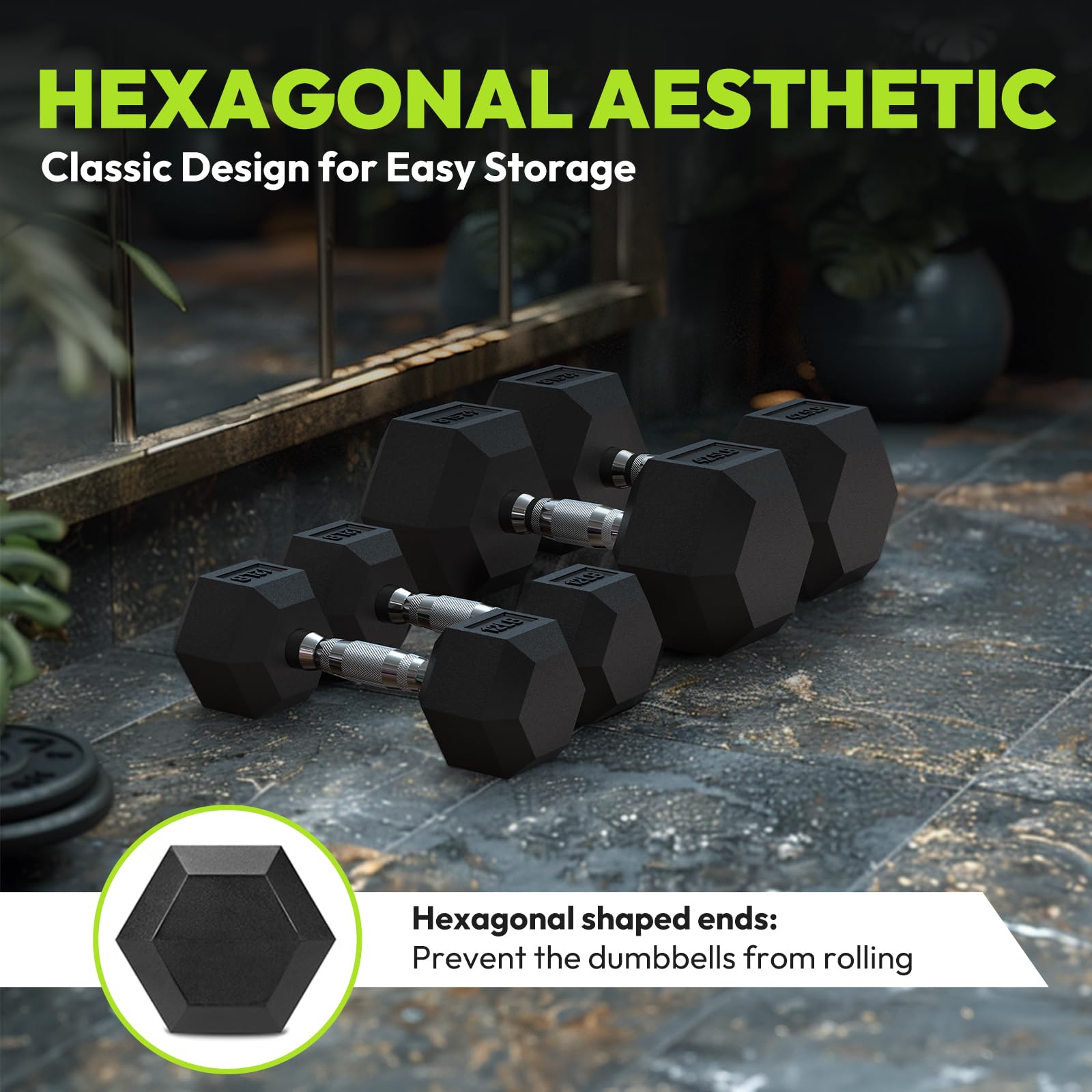 Hex Dumbbell Rubber Encased Dumbbell Strength Training Hex Dumbbell, Hand Weight For Workout & Exercise/Pair Of 8Lb