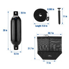 Affordura Boat Fender 4 Pack Boat Bumpers Fenders With 4 Ropes, Boat Bumpers For Pontoon Boat Fenders Inflatable (Black, 5.5 Inc
