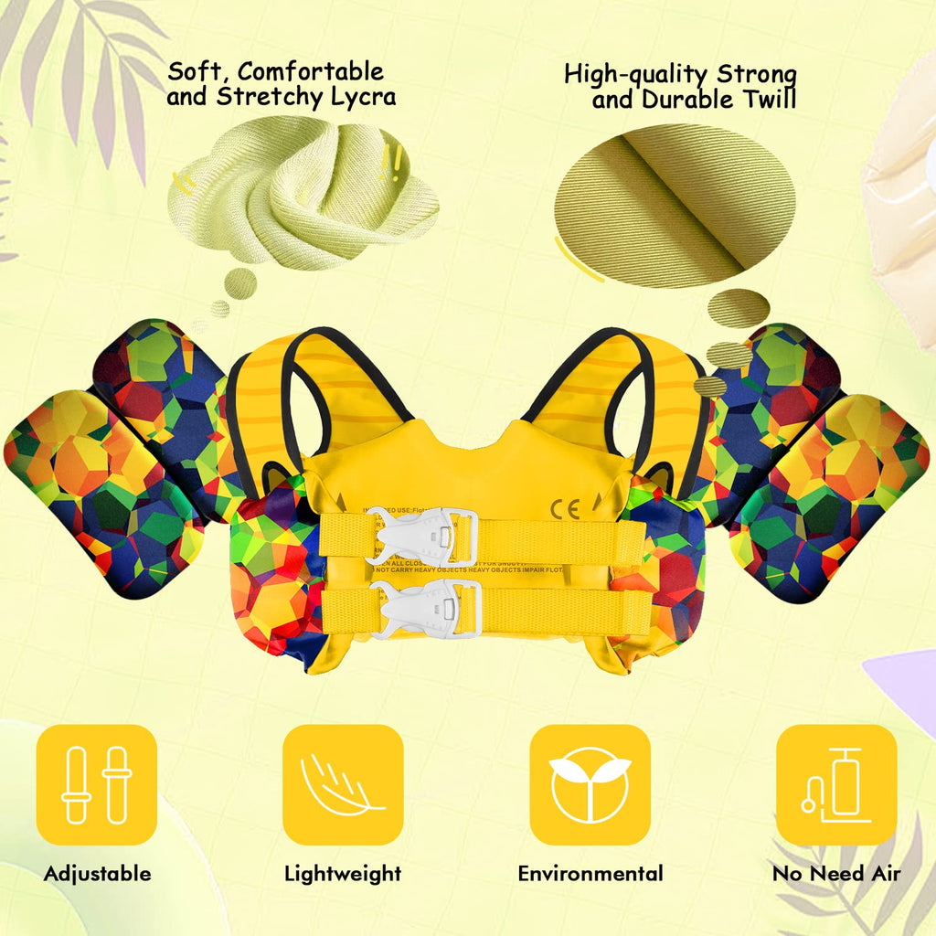 Kids Swim Vest 30-50 Lbs Pool Jacket For Toddler Learn-To-Swim Water Wings Arm Band Floats With Back Secure Buckle Swimming Floa