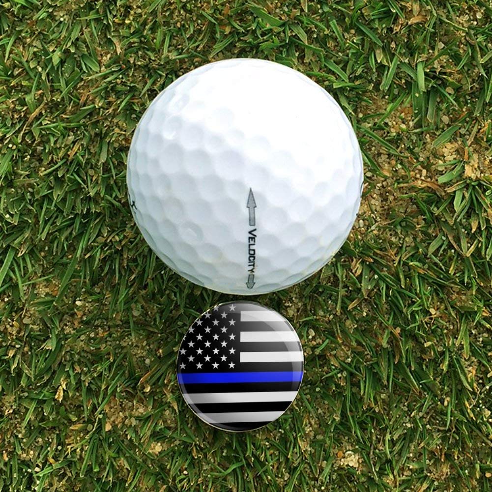 Graphics & More Thin Blue Line American Flag Golf Hat Clip With Magnetic Ball Marker