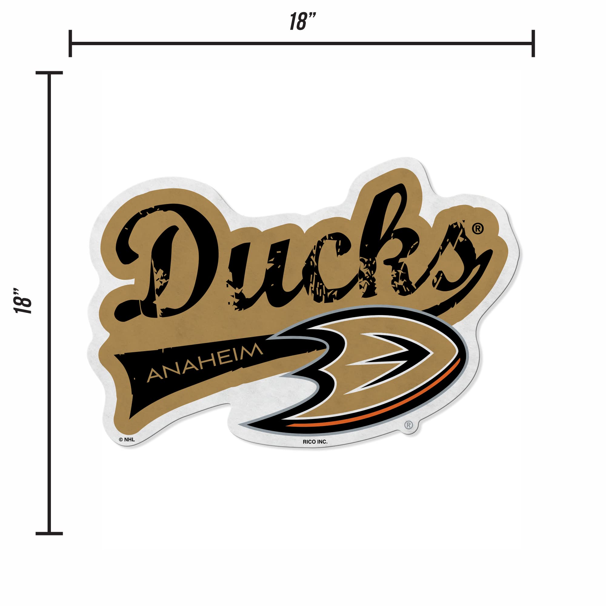 Rico Industries Nhl Anaheim Ducks Distressed Shape Cut Pennant - Home And Living Room D  Cor - Soft Felt Ez To Hang