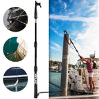 Sanlike Boat Hooks For Docking Telescoping Extension Pole Hook With Luminous Bead, Lightweight Floating, Non-Slip Rubber Handle,
