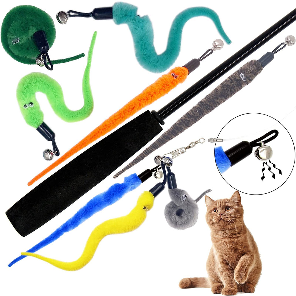 Tienailing Cat Worm Toy Refills Cat Wand Replacement Worms, 12 Pcs Cat Worms Refill, Interactive Cat Wand Replacement Worm For C