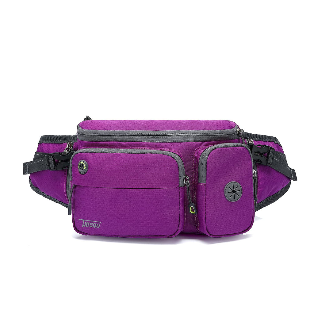 Tudequ Dog Walking Fanny Pack Large Hiking Waist Pack Waist Bag With 2 Hidden Water Bottle Holder For Men Women,Water Resistant 
