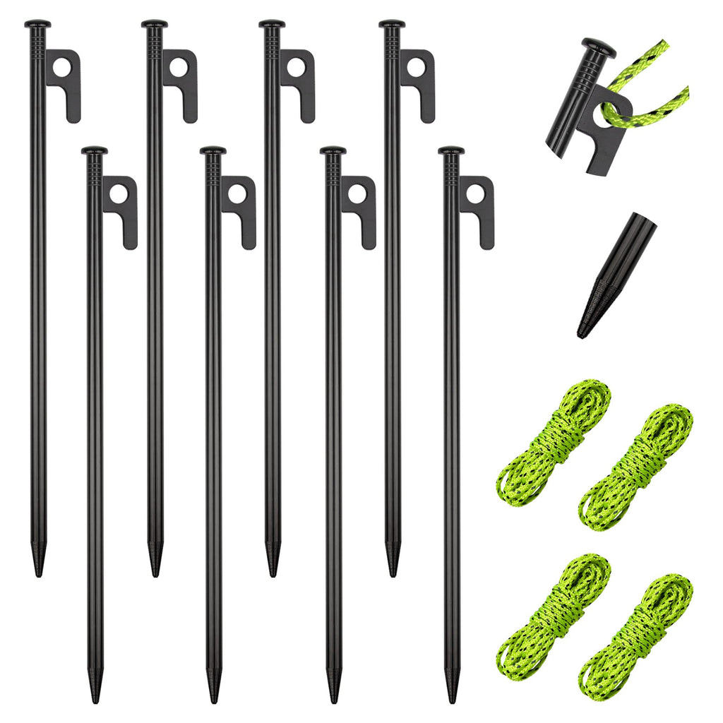 8 Pack Tent Stakes Heavy Duty Metal Tent Pegs For Camping Steel Tent Stakes 12 Inch Unbreakable And Inflexible
