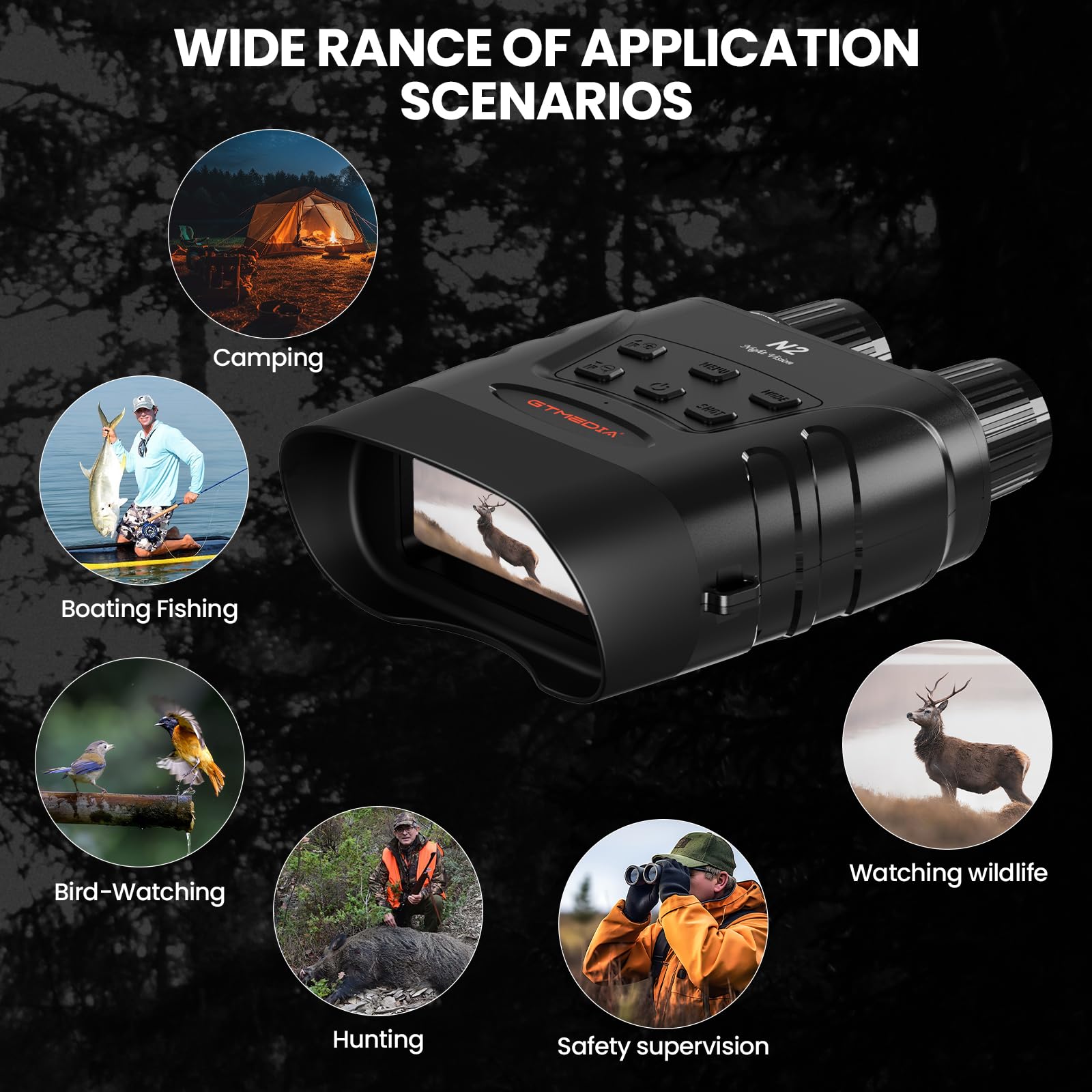 Night Vision Goggles,4K Infrared Night Vision Binoculars For Viewing In 100% Darkness With Hd Large Screen, 5X Digital Zoom & 7