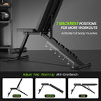 Adjustable Weight Bench for Home Gym, Foldable Workout Bench for Full Body Fitness Dumbbell Exercise, 600LBS Incline Decline Fla