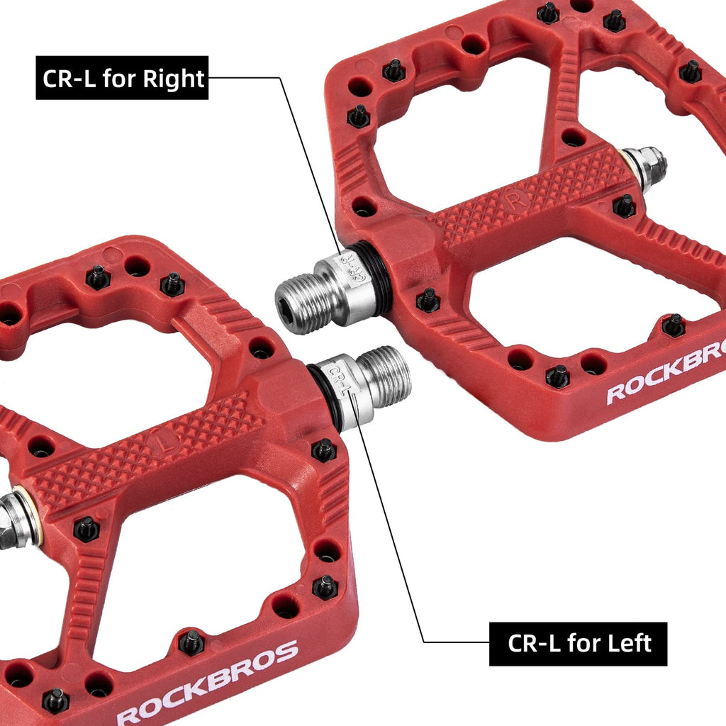 Rockbros Mountain Bike Pedals Flat Mtb Pedals Nylon Fiber Bicycle Platform Pedals For Road Mountain Bmx Mtb Bikes Red