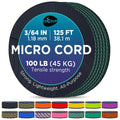 Teceum Micro Paracord - Dark Emerald Green - 1.18 Mm X 125 Ft - Micro Utility Cord - Thin Braided Paracord Rope Nylon Polyester 
