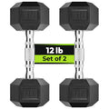 Handbode Hex Dumbbell Rubber Encased Dumbbell Strength Training Hex Dumbbell, Hand Weight For Workout & Exercise/Pair Of 12Lb