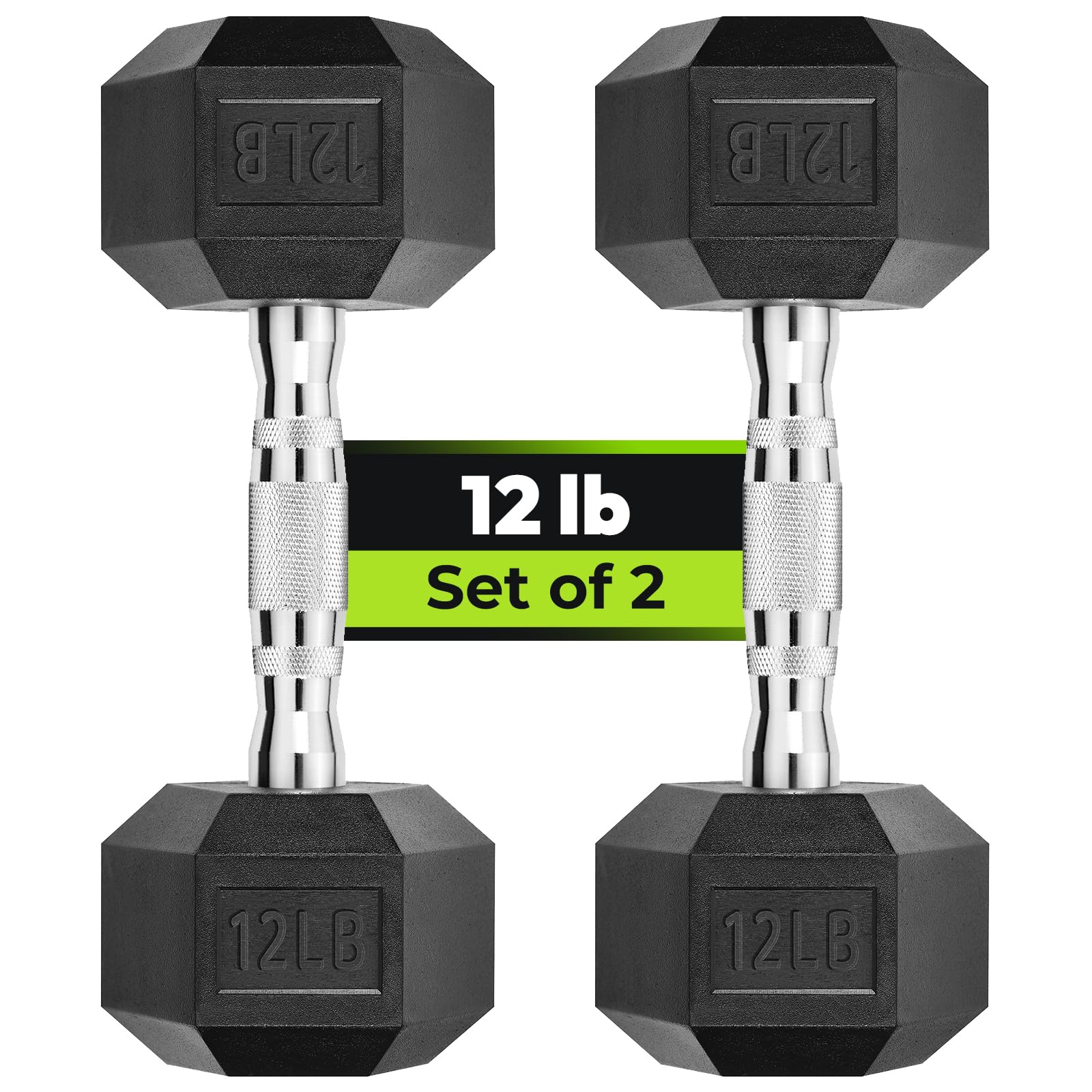 Handbode Hex Dumbbell Rubber Encased Dumbbell Strength Training Hex Dumbbell, Hand Weight For Workout & Exercise/Pair Of 12Lb