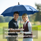 Mrtlloa 72 Inch Automatic Open Navy Blue Golf Umbrella, Extra Large Oversize Double Canopy Vented Windproof Waterproof Stick Umb