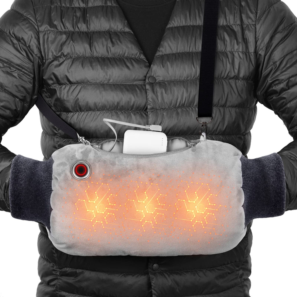 Rechargeable Hand Warmers, Portable Graphene Heated Gloves Handwarmers Bag With 10000Mah Power Bank&3 Heat Modes, Fast Electric 