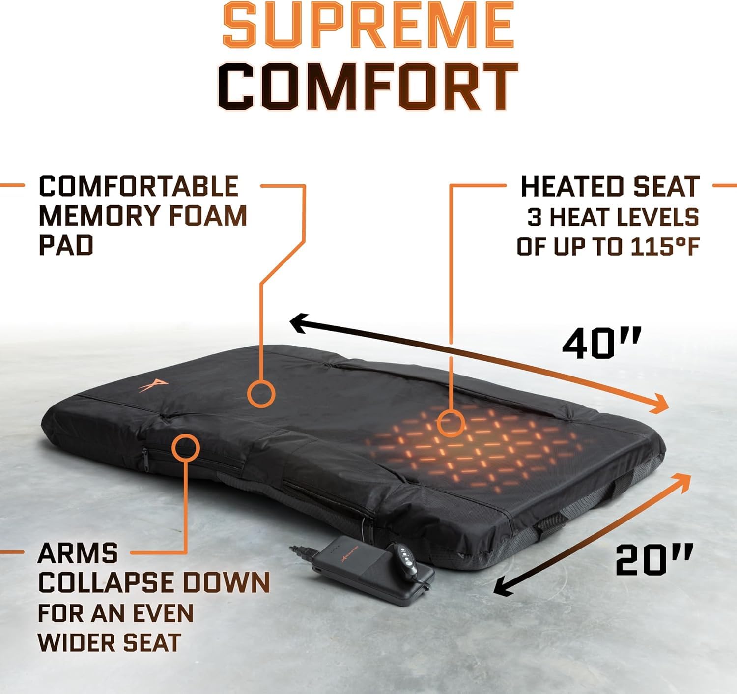 Heated Stadium Seats For Bleachers With Back Support Memory Foam - Usb Battery Included - Upgraded 3 Levels Of Heat - Foldable C