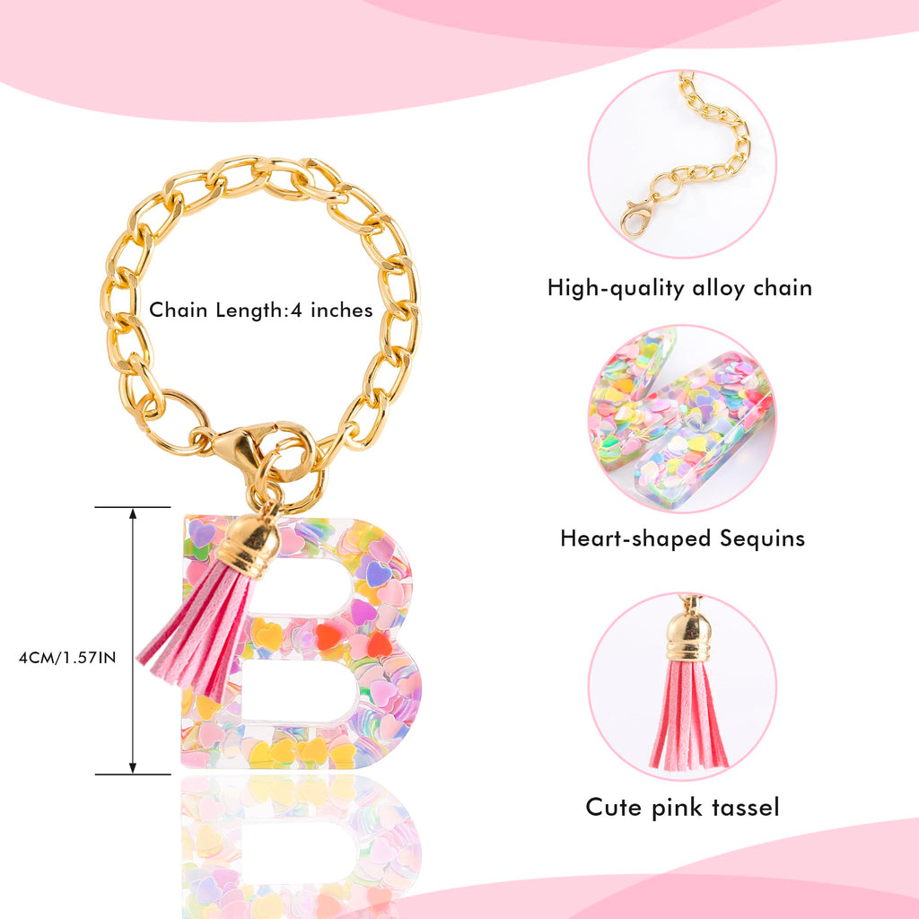 Letter Charm Accessories for Stanley Cup 1 PCS Cute Initial Keychain Handle Charm for Stanley Tumbler for Women Pink Letter B