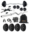 Kore Pvc 8 Kg Home Gym Set With One 3 Ft Curl And One Pair Dumbbell Rods With Gym Accessories, Black