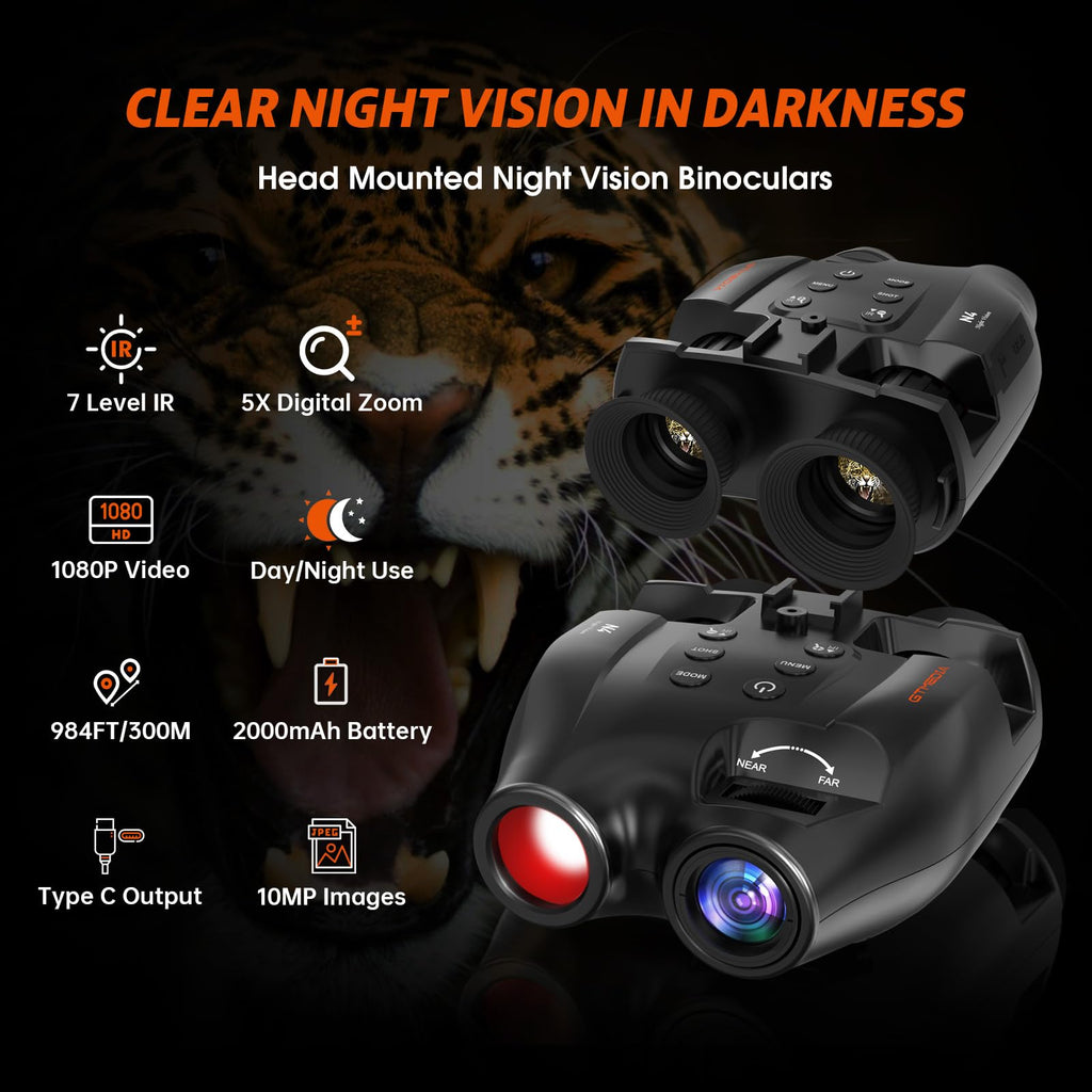 Night Vision Goggles, Night Vision Binoculars For Adults, Usb Rechargeable Night Vision Goggle With 32Gb Tf Card For Photos And