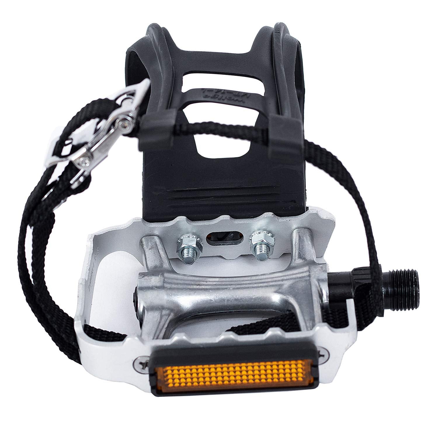 Ybeki Namucuo Bike Pedals With Clips And Straps, For Exercise Bike, Spin Bike And Outdoor Bicycles, 9/16-Inch Spindle Resin/Allo
