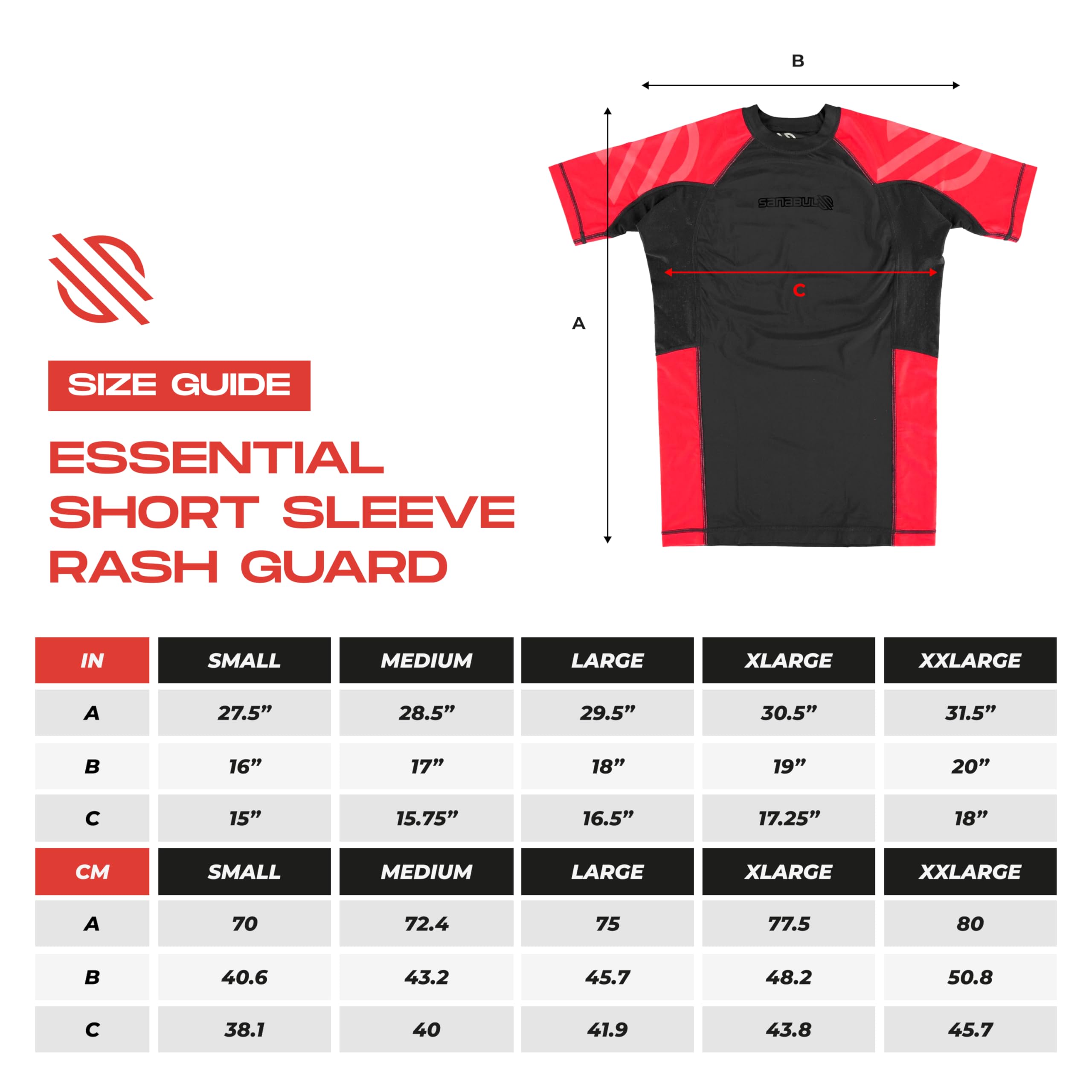 Sanabul Essential Short Sleeve Rash Guard Mma Bjj Wrestling Grappling Jiu Jitsu - Red, X-Large