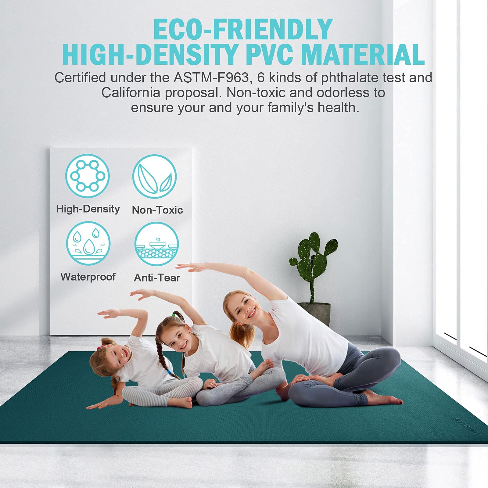 Large Exercise Mat 8'X5'X7Mm Workout Mat For Home Gym Mats Exercise Gym Flooring Rubber Fitness Mat Large Yoga Mat Cardio Mat Fo
