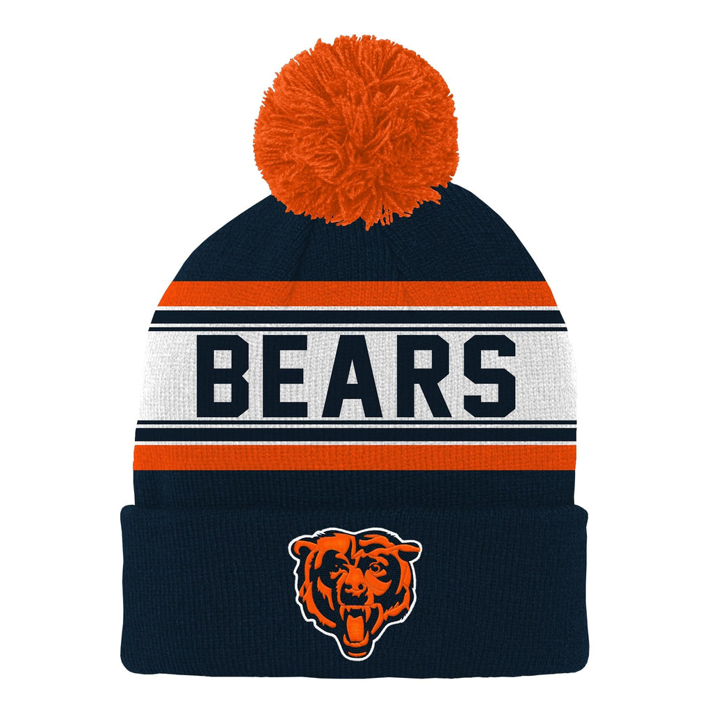 Outerstuff Nfl Kids 4-7 Official Primary Logo Sport Knit Cold Weather Cuffed Pom Beanie Hat (Us, Alpha, One Size, Chicago Bears)
