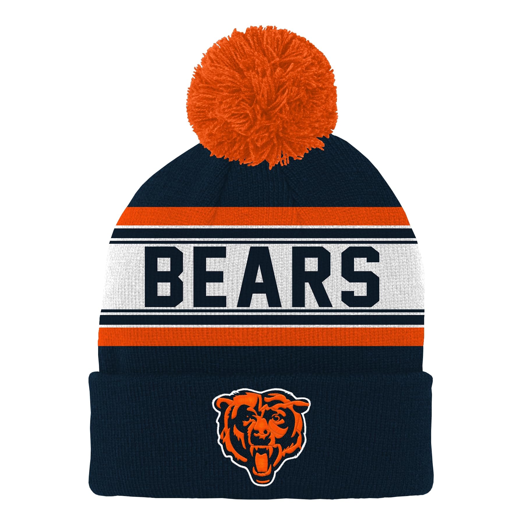Outerstuff Nfl Kids 4-7 Official Primary Logo Sport Knit Cold Weather Cuffed Pom Beanie Hat (Us, Alpha, One Size, Chicago Bears)
