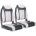 Northcaptain S1 Deluxe A Pair Of Marine High Back Folding Fishing Boat Seat,Stainless Steel Screws Included,White/Charcoal(2 Sea
