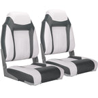 Northcaptain S1 Deluxe A Pair Of Marine High Back Folding Fishing Boat Seat,Stainless Steel Screws Included,White/Charcoal(2 Sea