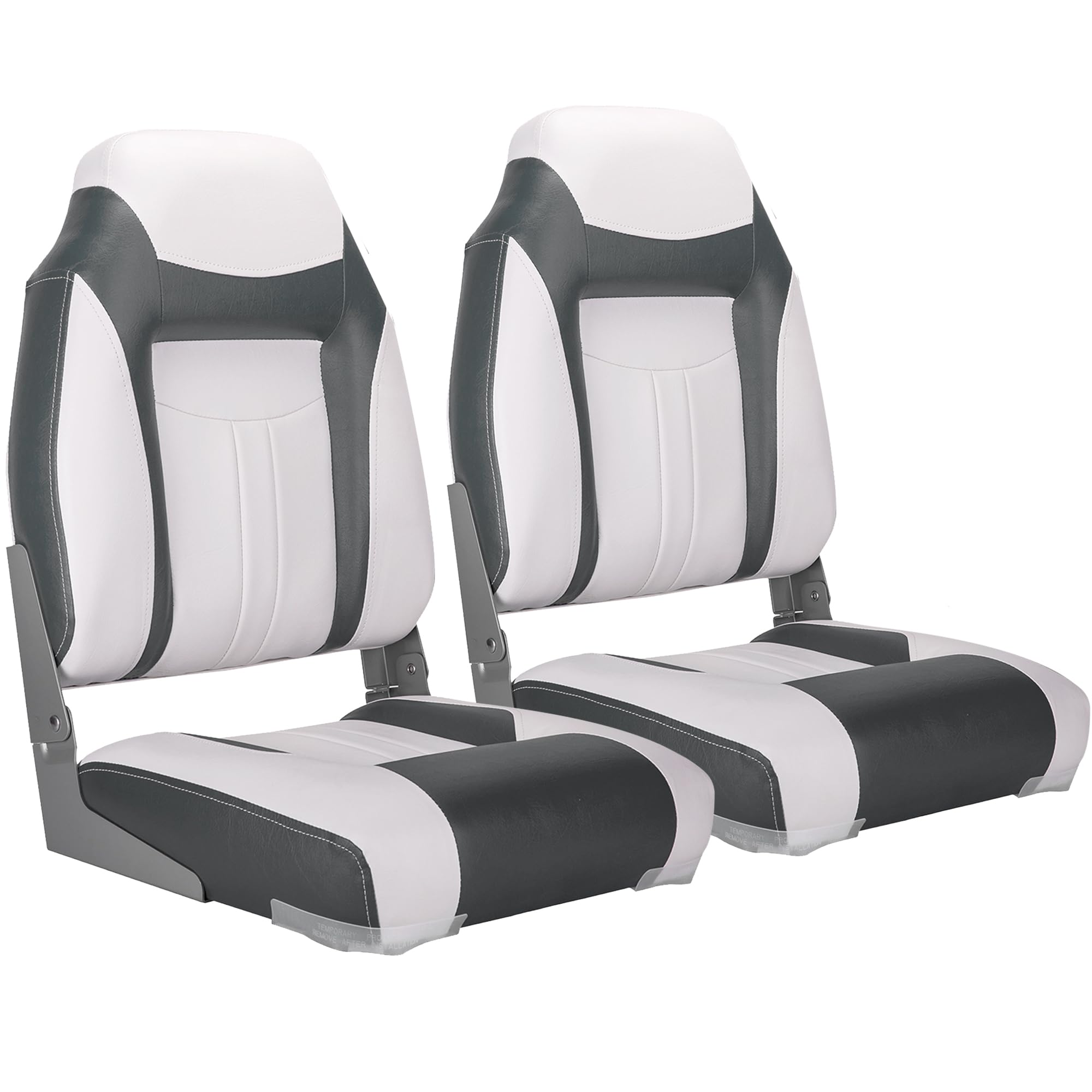 Northcaptain S1 Deluxe A Pair Of Marine High Back Folding Fishing Boat Seat,Stainless Steel Screws Included,White/Charcoal(2 Sea